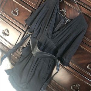 Black long top. With belt